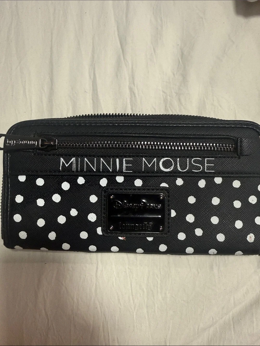 Loungefly Black Polka Dot Minnie Bow Zip Wallet